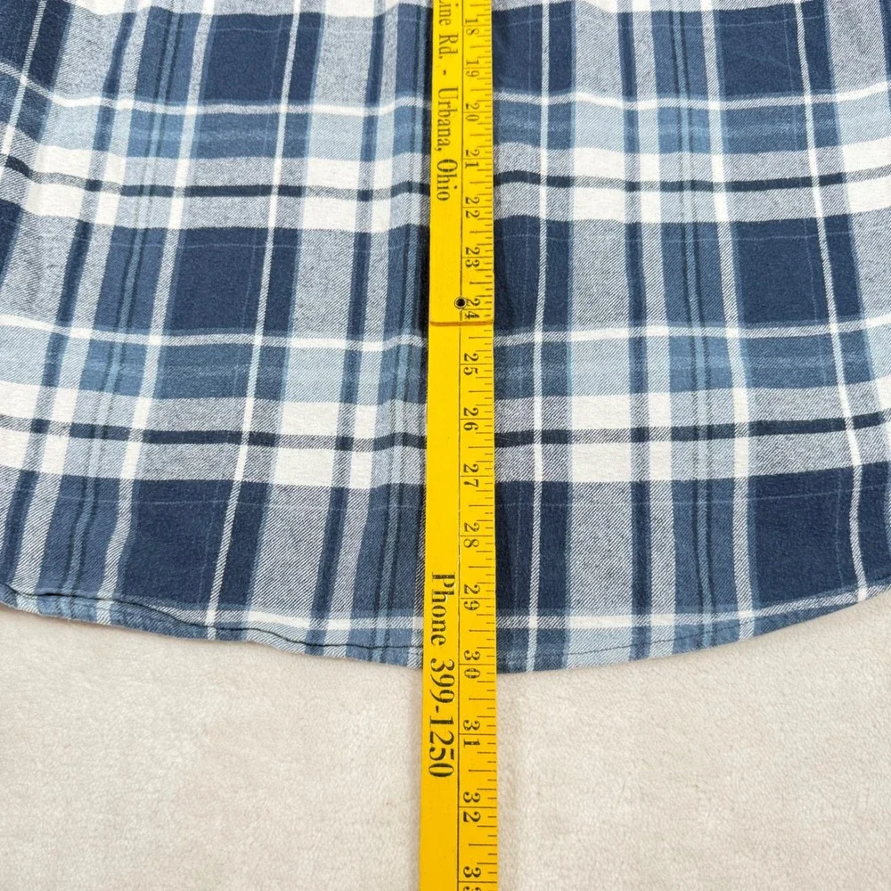 J.‎ Crew Slim Fit Flannel Plaid Long Sleeve Shirt Men's XL Blue White